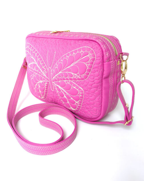 Maja amarantowa z motylem pikowana torebka damska na zamówienie smartbag nox torebka na ramię unikatowa torebka premium