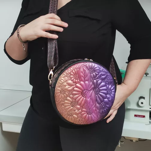 okrągła torebka damska kolorowa haftowana okragła listonoszka damska pikowana torebka na ramię prezent dla kobiety