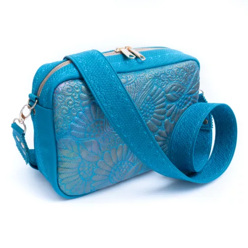 unikatowa prostokątna torebka damska z szerokim paskiem torebka igłą malowana torebka na ramię polskie torebki handmade-1