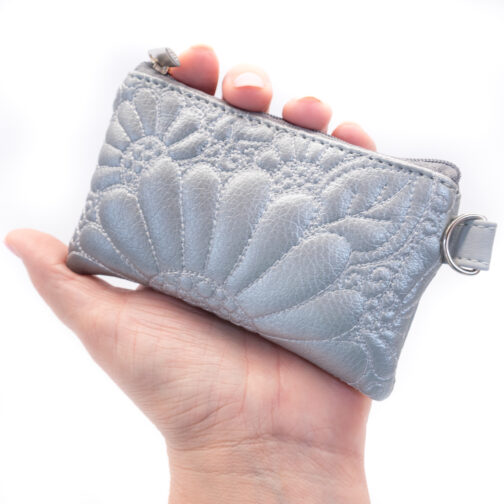 mały portfelik damski portfel na karty ręcznie malowany pikowana mini saszetka doczepiana do paska torebki etui na klucze mini portfel na karty