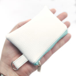 Pikowany Mini portfel na karty – Biało-miętowy