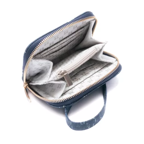 mały portfel damski z paskiem elegancki klasyczny portfel z korka wegański portfel zapinany na zamek
