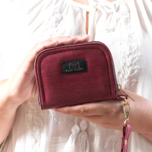 portfel damski z paskiem elegancki portfel z paskiem prezent dla kobiety portfel handmade z korka