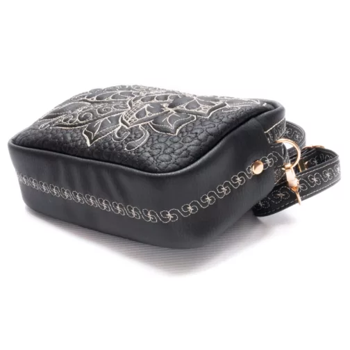 mała czarna torebka damska na długim pasku unikatowa pikowana mini torebka na ramię czarna mała prostokątna torebka typu box