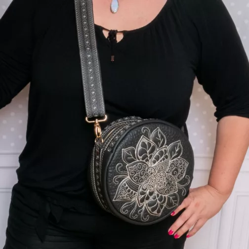 okrągła pikowana torebka damska roundbag okrągła torebka na ramię unikatowa torebka handmade-13