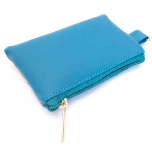 mały portfelik damski portfel na karty ręcznie malowany pikowana mini saszetka doczepiana do paska torebki
