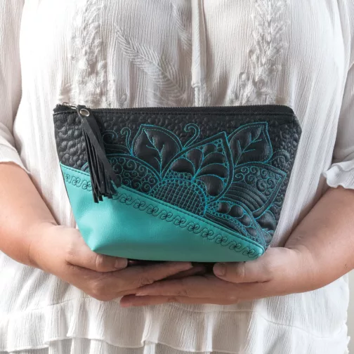 wodoodporna kosmetyczka damska patchworkowa unikatowa torebka handmade-
