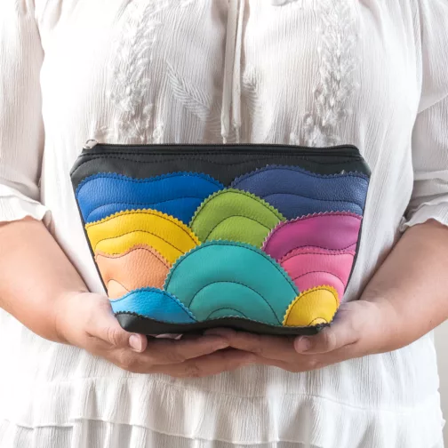 wodoodporna kosmetyczka damska patchworkowa unikatowa torebka handmade