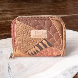 Kolorowy patchworkowy średni portfel damski zapinany na zamek
