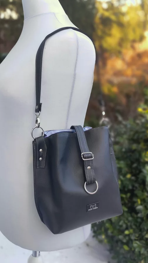 czarna torebka damska na ramię unikatowa wegańska torebka handmade torebka worek prezent dla kobiety shopperka