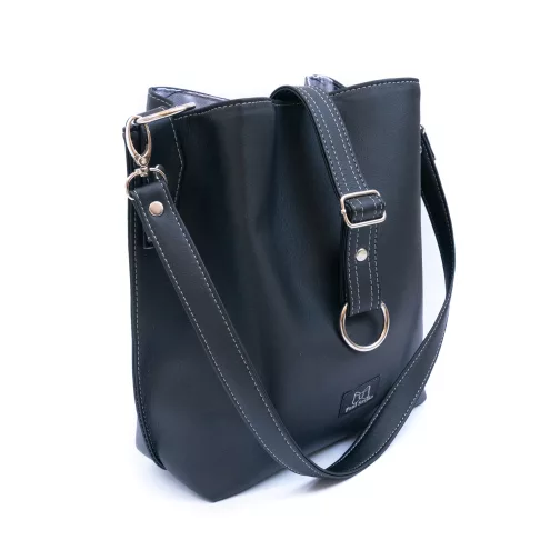 czarna torebka damska na ramię unikatowa wegańska torebka handmade torebka worek prezent dla kobiety shopperka