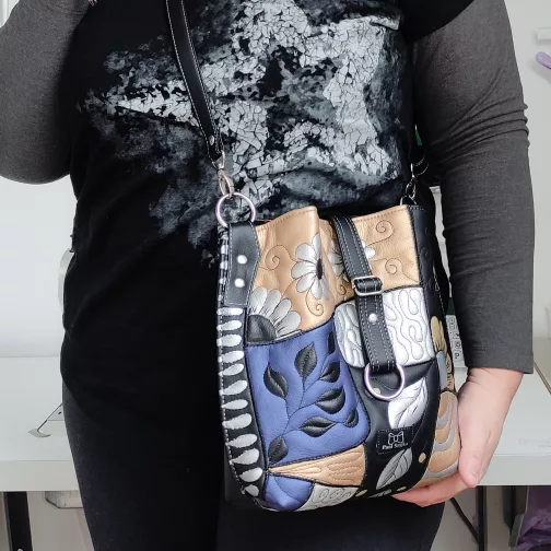 patchworkowa torebka damska na ramię unikatowa wegańska kolorowa torebka handmade torebka worek prezent dla kobiety shopperka